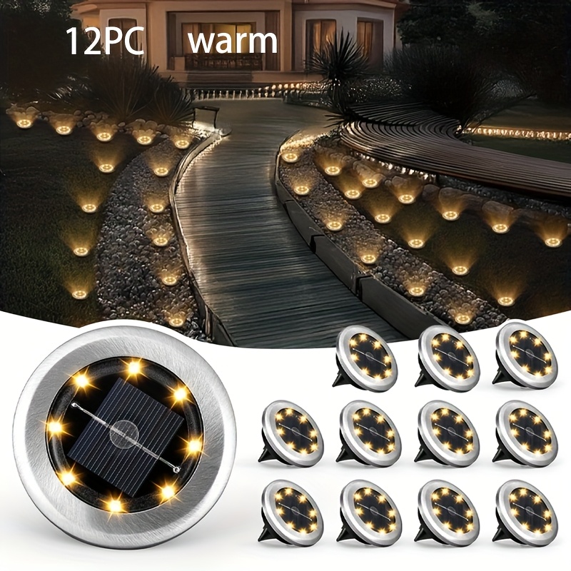 E-shop Solar-Bodenstrahler mit 8 LEDs, Außen-Landschaftslicht, Rasenbeleuchtung, geeignet für Innenhöfe, Gärten, Wege, Privatstraßen, Terrassen,