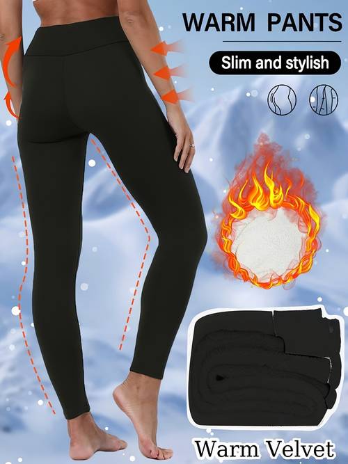 womens fleece lined high waist yoga leggings soft warm tummy control for winter workouts