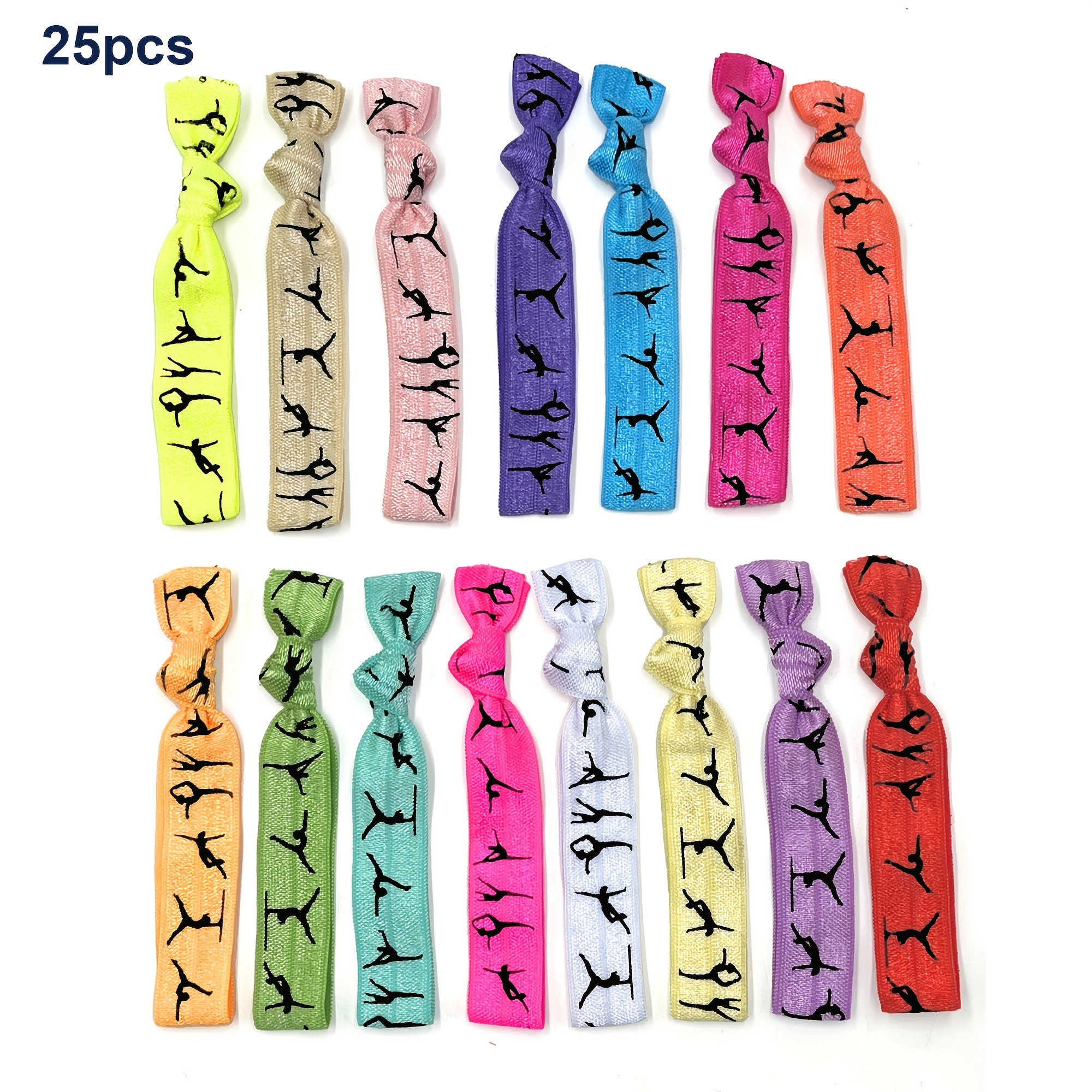 E-shop 10/25 Stk. geknotete elastische dehnbare Mode-Armbänder für Gymnastik, Sport Yoga, bedruckte Armbänder, Farben zufällig