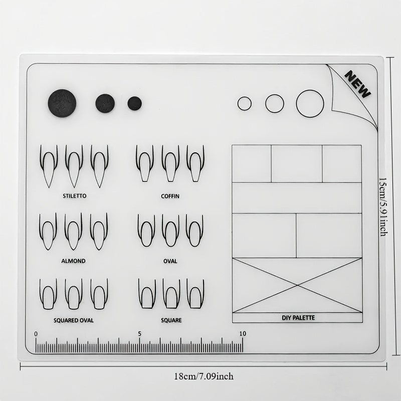 TEMU 1pc Professional Silicone Nail Practice Mat - Foldable & Washable, Acrylic Training Sheet With Nail , Ideal For Manicure Training & Beauty Salons