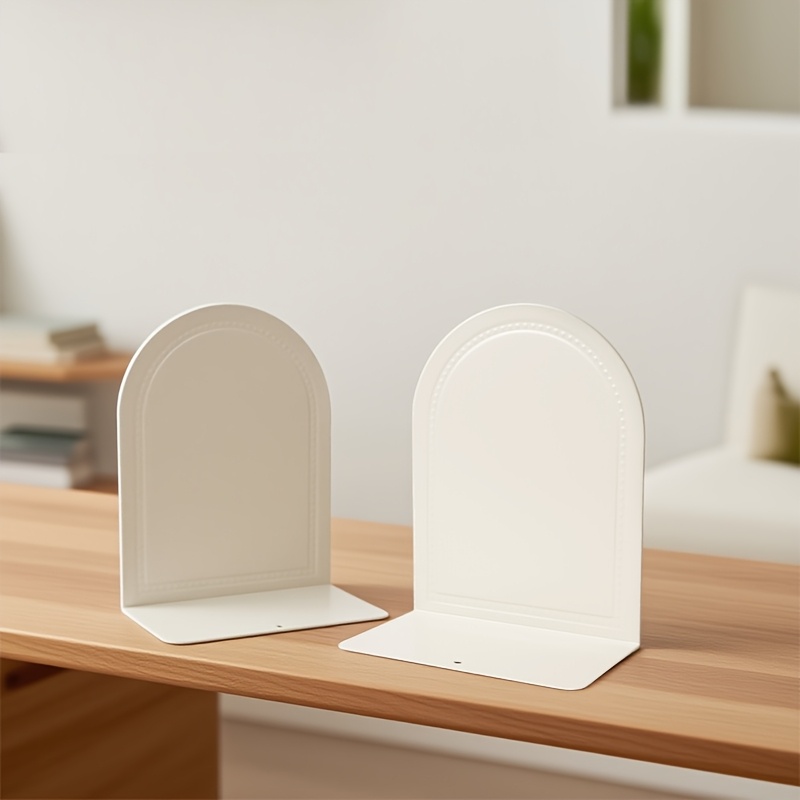 TEMU Sturdy Metal Bookends [modern] Design Non-slip Base Heavy Duty Book Support For Office Study Desk Shelf Decor