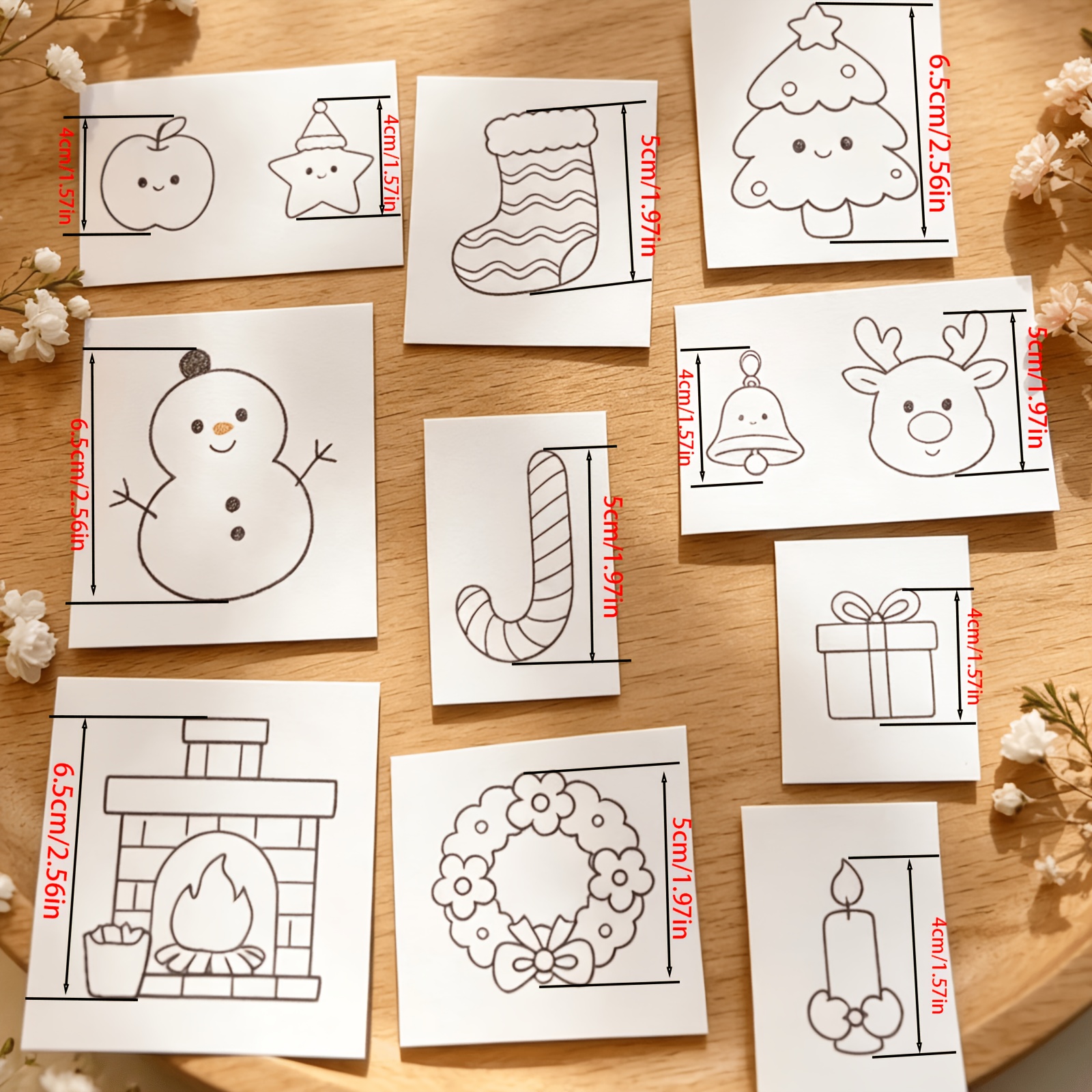 10pcs Water-Soluble Self-Adhesive Flower Christmas Embroidery Pattern Set Kit