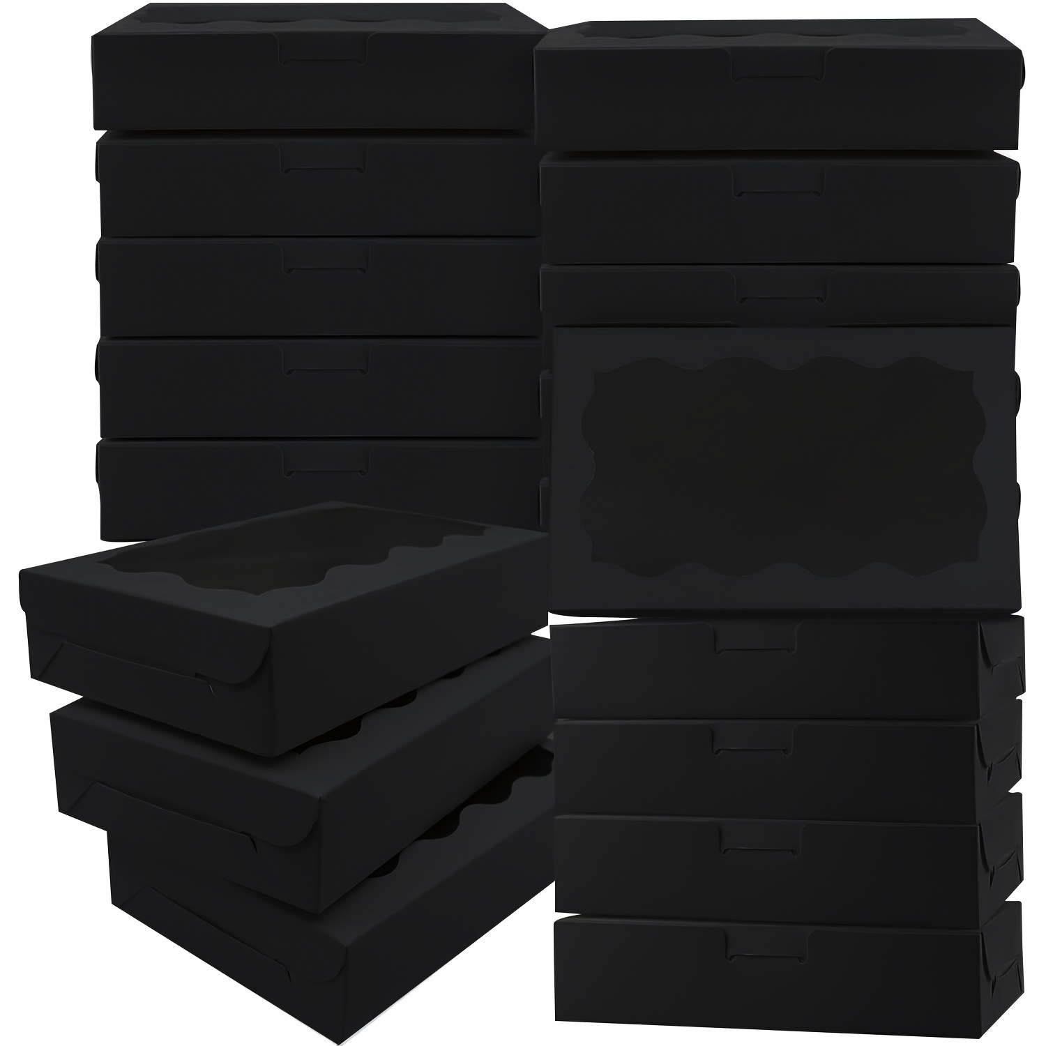 

12pcs Elegant Black Window Keepsake Boxes - Weddings, - Reusable Paper Gift Wrapping (7x4.3x1.5 Inches)