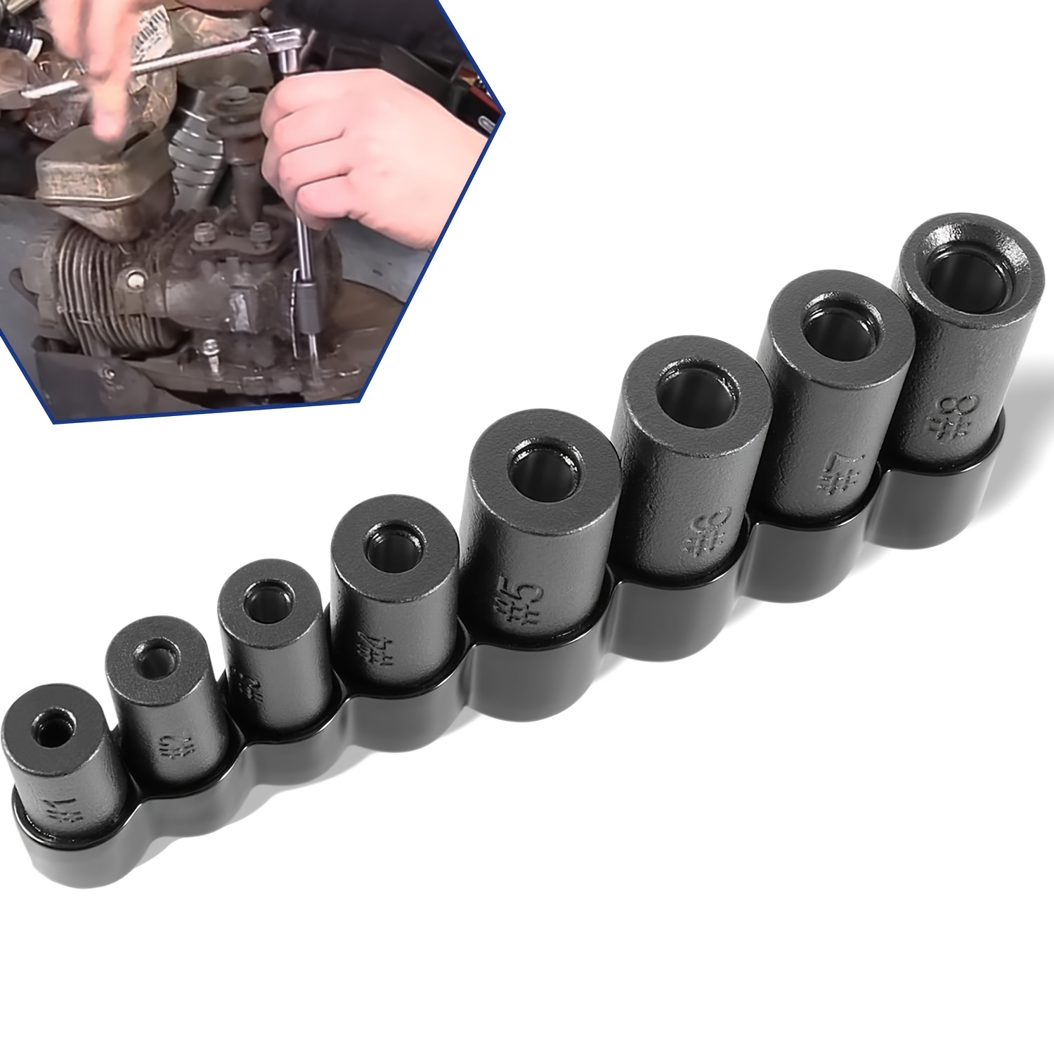 TEMU 70500 Tap Socket Set Use With 1/4" & 3/8" Drive, Fit Standard 1/2" & 1/8" Npt Taps Metric 12mm Manufactured To Standard, 8pcs