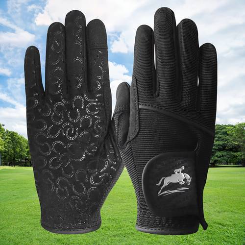 womens breathable mesh riding gloves lightweight comfortable embroidered elastic polyester fabric hand washable equestrian riding gear