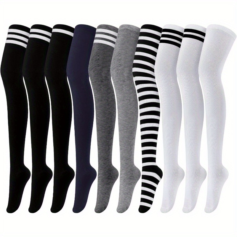 TEMU Random 5 Pairs Over-the-knee Socks - Heavy Compression Fit, Ultra-long Leg Covers (27.6 Inches) - Non-slip Open Top, Suitable For Boots, Jeans,