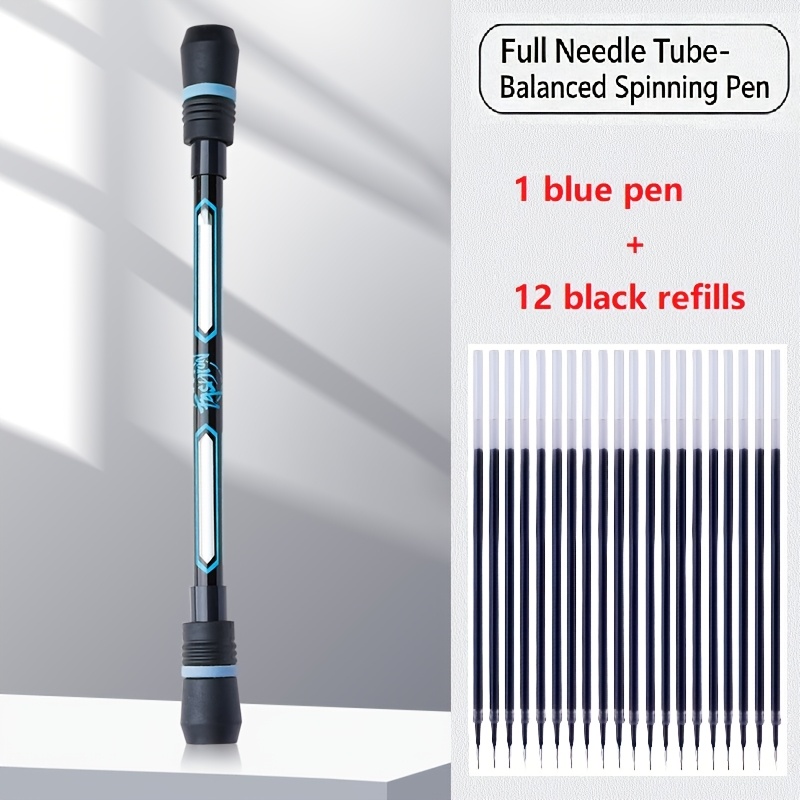 TEMU 13pcs Relaxing Fingertip Spinning Pens, Stress Relief Clickers, Student De-stressors, Non-slip Grip, Black Neutral Ink For Adults And Students -