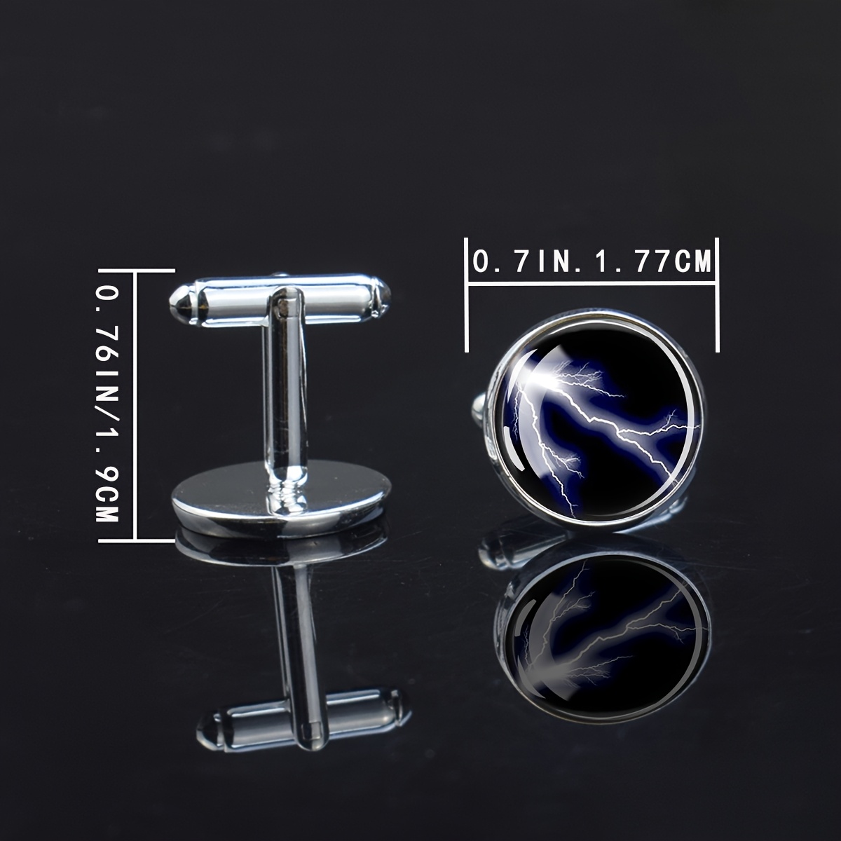 Lightning Storm Design Cufflinks, Elegant Men's Jewelry Gift
