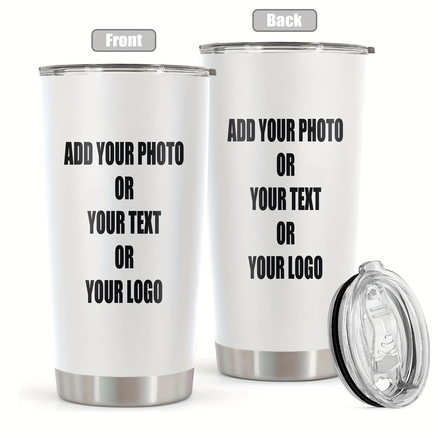 

Custom 20oz Stainless Steel Tumbler - Personalize With Your Photo, Text, Or Logo - Perfect Gift For Family & Friends On Birthdays, Christmas, And More