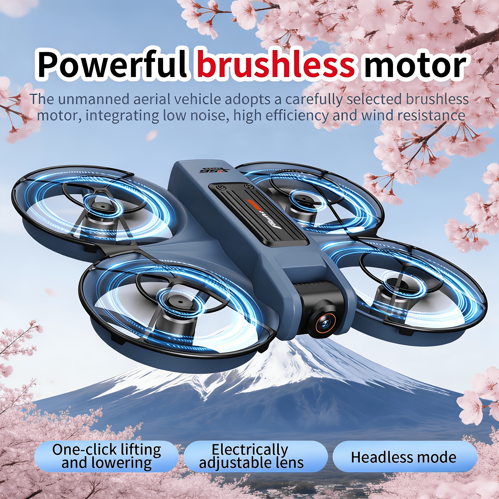 Brushless Wind Resistant Drone with Dual Lens