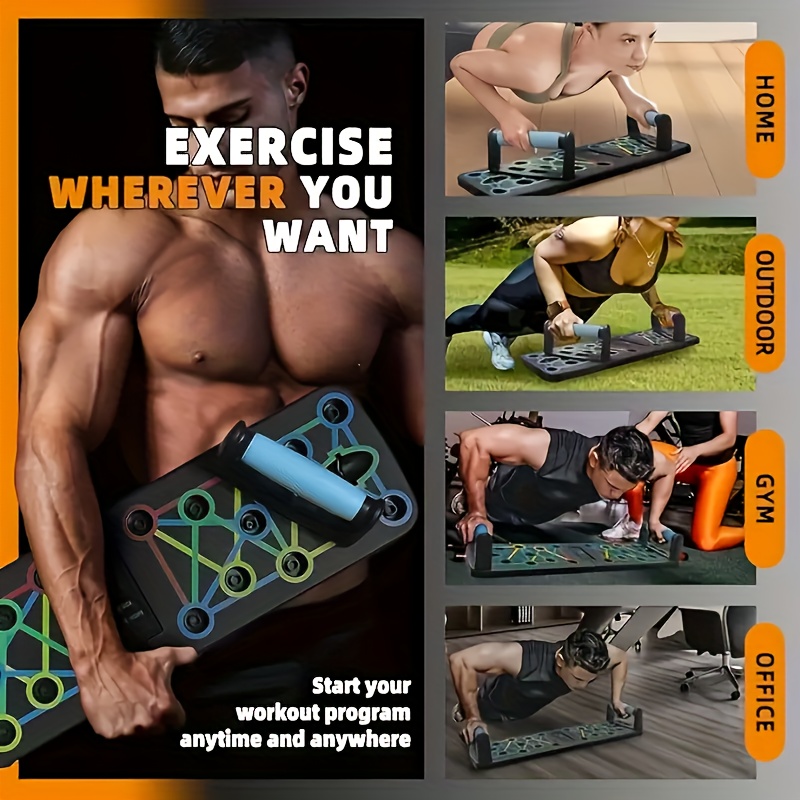 Multifunctional Folding Push-Up Board, Chest Muscle Training Auxiliary Equipment, PP Material - No Charging Required, Portable Home Fitness Equipment, Suitable for Full Body Exercise, Push-Up Bar, with Resistance Band, Home Gym Push-Up Bar, Floor-Type Push-Up Handle, Professional Strength Training Equipment, Professional Training Kit, Foldable Push Bar And Resistance Band, Home Fitness Equipment, Chest And Arm Muscle Training, Strength Training