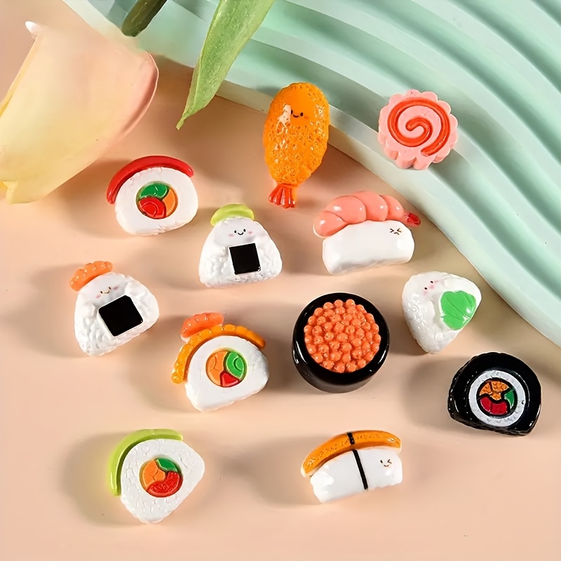 

20pcs Sushi Style Resin Charms For Diy Phone Cases, Hair Clips, And Jewelry Making - Assorted Embellishments For Crafts