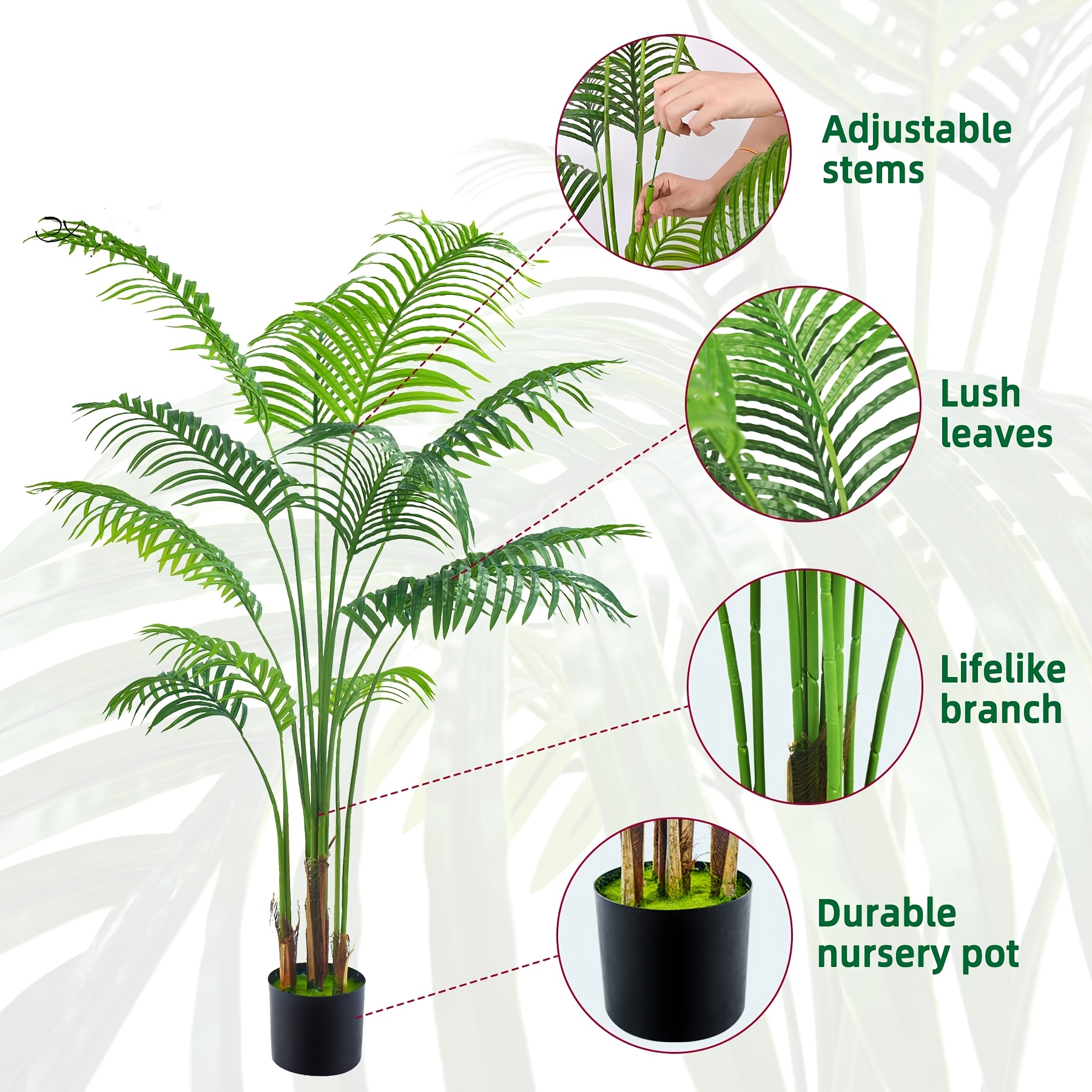 Palmier Artificiel 90cm - 9 Frondes Réalistes, Pot Lesté, Déco Tropicale