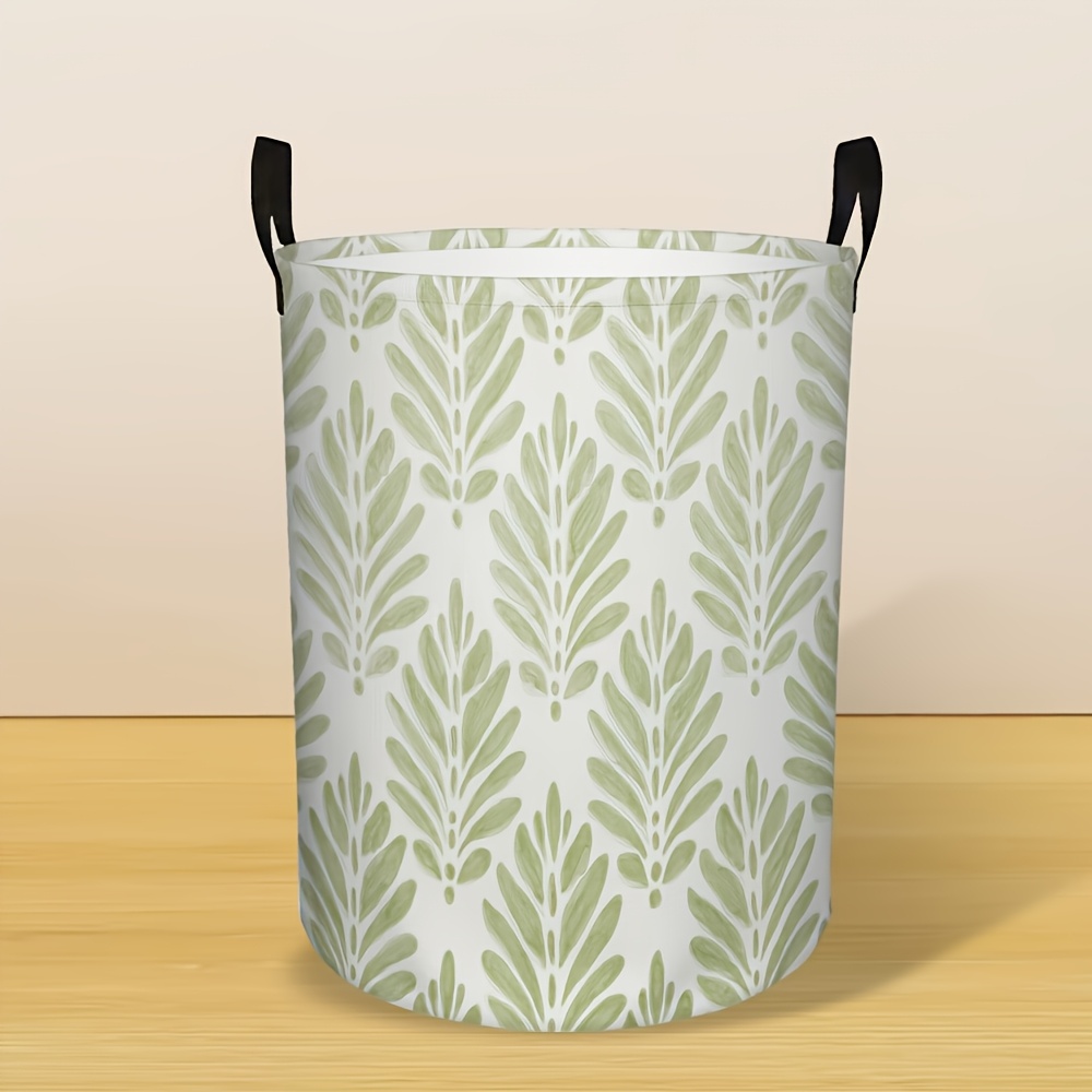 TEMU 1pc, Boho Sage Green Round Laundry Basket, Suitable For Bedrooms, Bathrooms, Toys, And S, A Multifunctional Organizer For Different Types Of