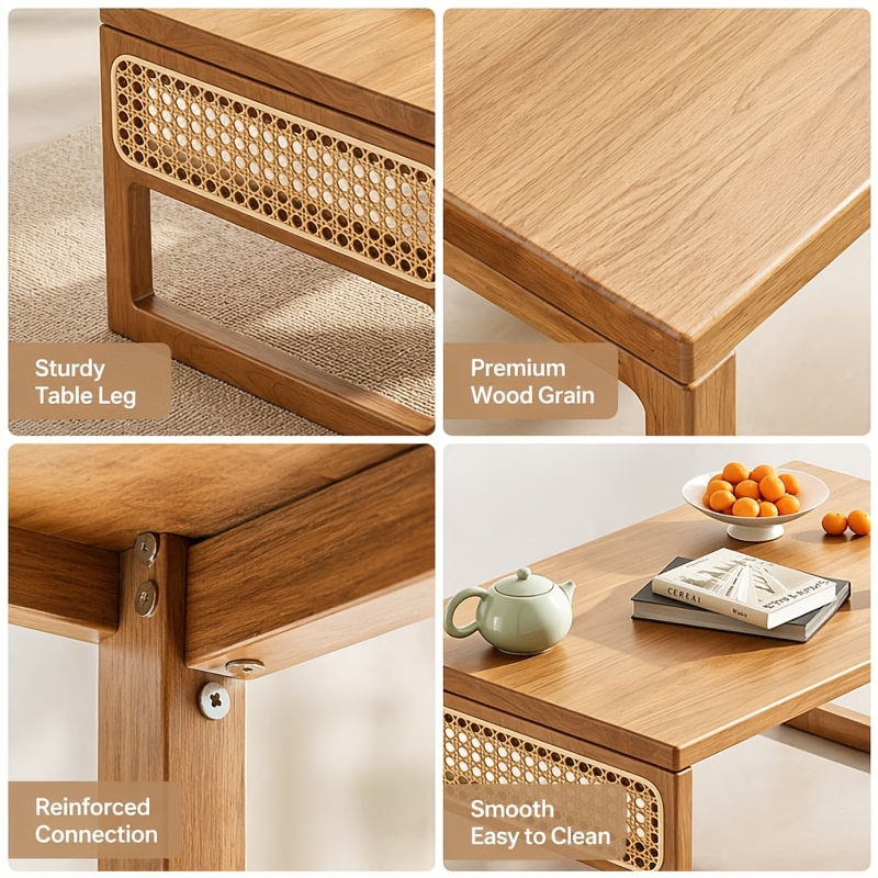 Foldable Bamboo Picnic Table - Portable Patio/Garden Coffee Table, Suitable for Backyards, Patios, And Balconies. Lightweight, Low Camping Coffee Table. A Must-Have for Spring Easter Garden Parties. Compact Floor Table with No Installation Required