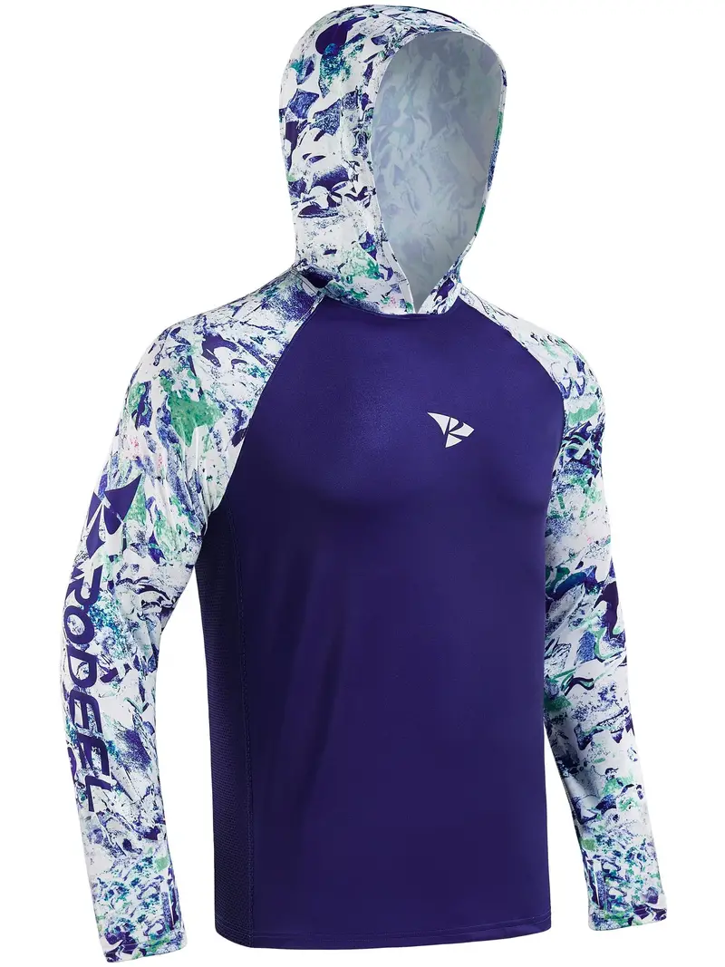 Men’s UPF 50 High Performance Fishing Shirt Hoodie Long Sleeve Breathable Shirt UV Protection Neck Gaiter Hoodie