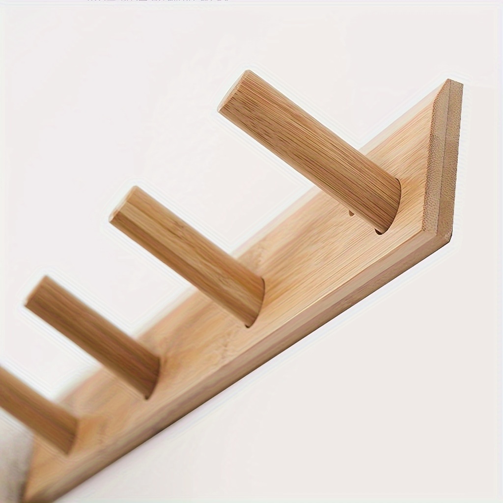 

Wall-mounted Coat Rack: Bamboo Hanger, Suitable For Hanging Clothes, Towels, Hats, Handbags And Keys. Suitable For Living Room, Bedroom, Entrance And Office, .