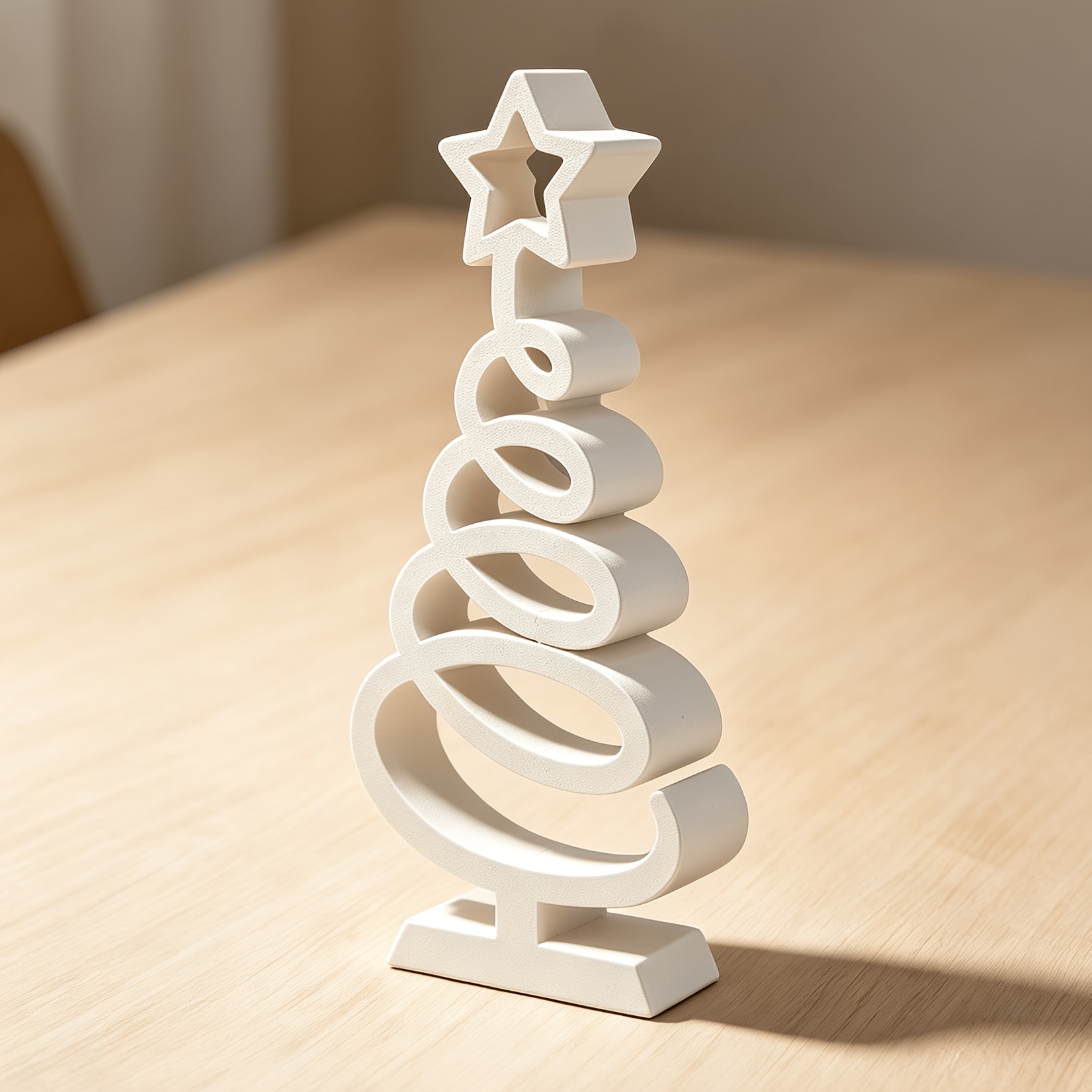 TEMU Adorno navideño moderno de árbol de Navidad en impreso en 3D. Con una forma aerodinámica única, se puede colocar en una mesa para decorar el y