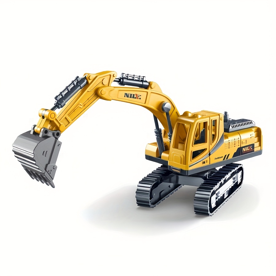 Simulation Excavator Toy Boy Engineering Vehicle Sliding Excavator Soft Rubber Excavator, Durable Abs Material, Perfect Gift For Halloween, Christmas And Birthday Parties