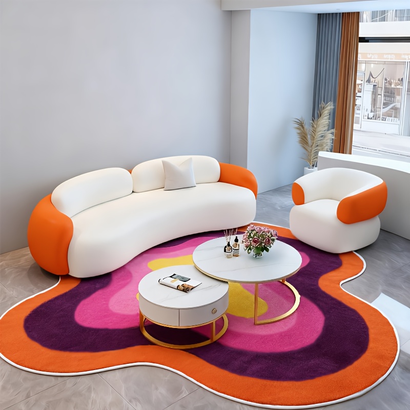 TEMU Velvet   1000g   10mm Pop Dopamine Colors Large Area Rug For Living Room, Ins-style Fashionable And Creative Decorative Rug For Bedroom, Light