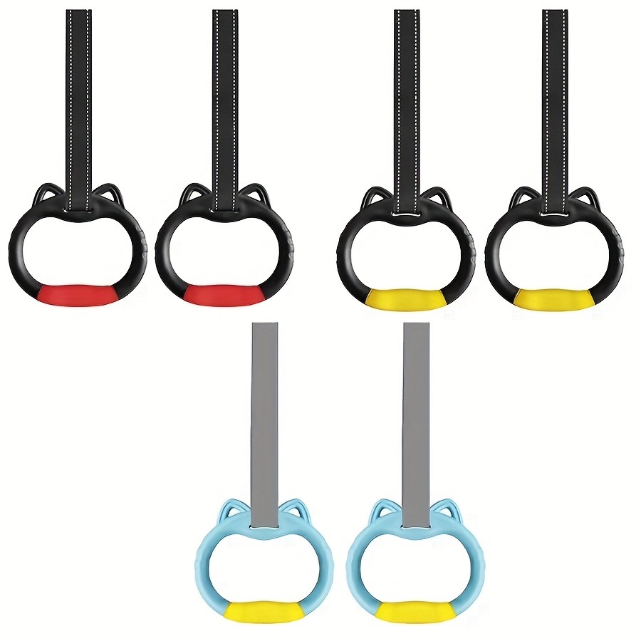 

' Gymnastics Rings Set With Adjustable Straps, Pp Material, Includes Drawstring Bag - Ideal For Home Exercise And Playground Training