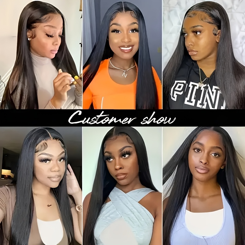 glueless brazilian human hair wig for women 150 density straight 5x5 hd transparent lace front with hairline knots details 5