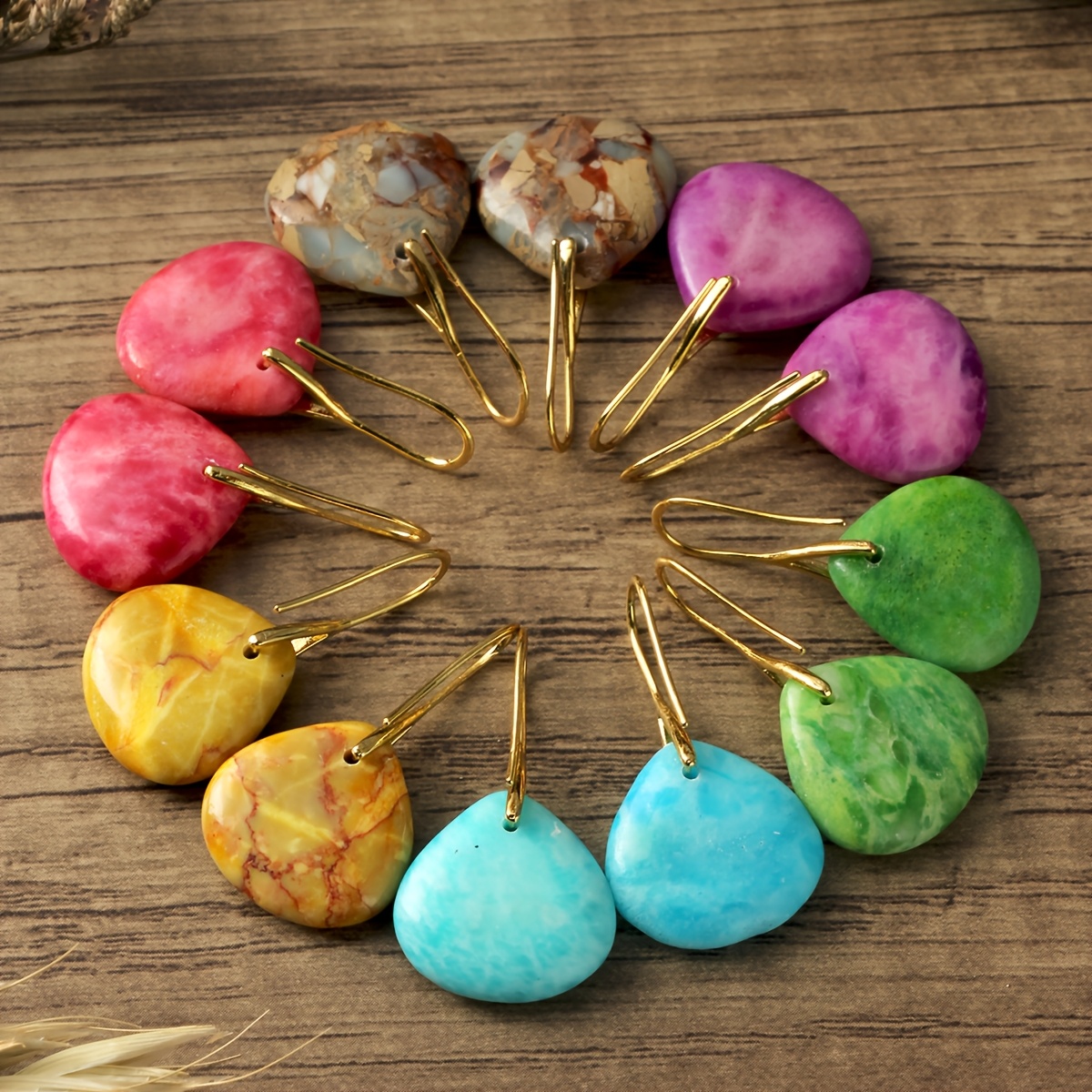 Spring Summer Colorful Stone Drop Earrings for Women