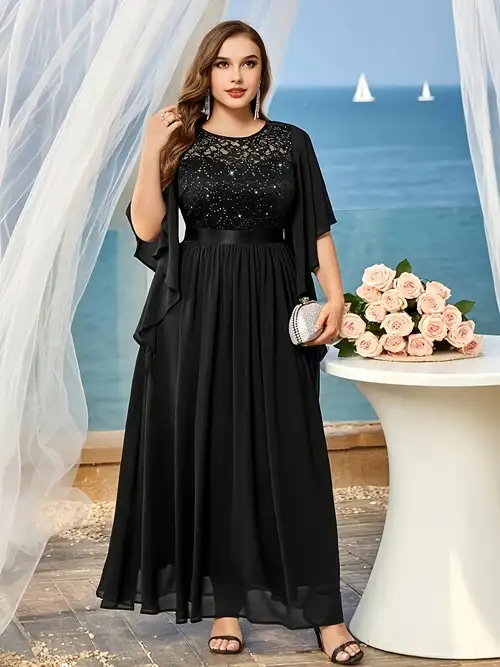 birthday dresses for plus size women Blmnix Black Long Modest Long Sleeve Tiered Wrap Womans Dresses Trendy, Women's, Size: 4,6,8,10,12,14,16,18,20 Our clothes all are designed for Asian figure plus size birthday dresses for