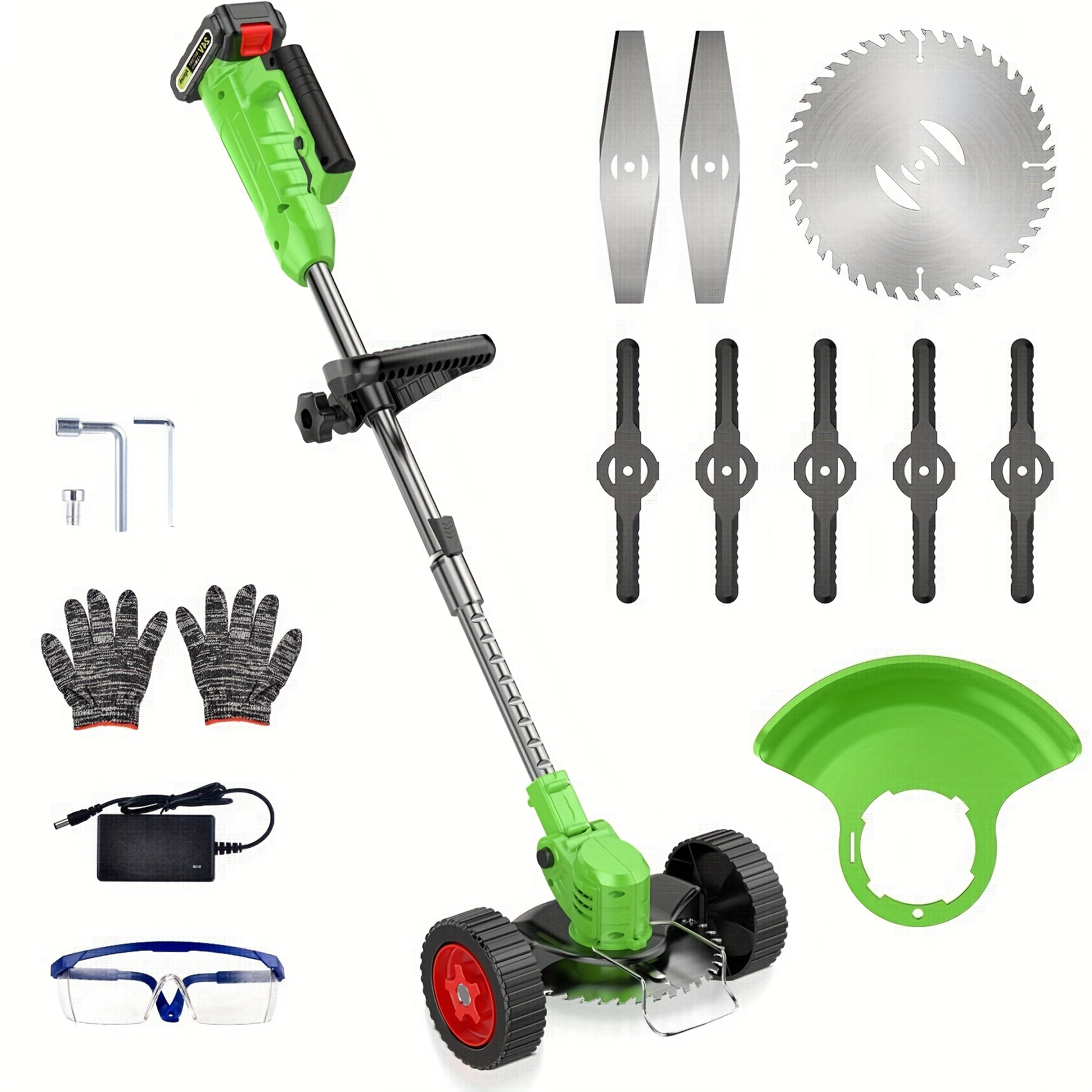 

Cordless Lawn Trimmer - 21v Lawn Mower Grass Edger With 1 2.0ah Li- Powered & 3 Cutting Blade Types, Tool For Lawn