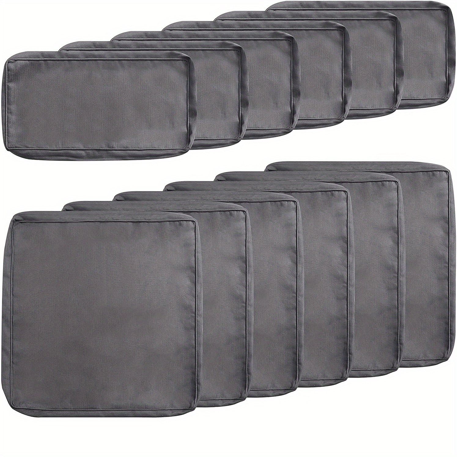 

12 Pieces Patio Seat Cushion Covers Replacement, Washable Outdoor Furniture Cushion Slipcovers (6 Seat Cushion Covers And 6 Backrest Pillow Covers) With Zipper For Patio Sofa, Couch - Grey