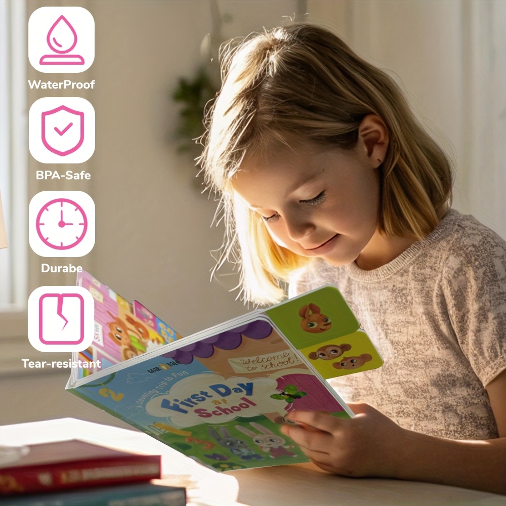 The Initial Day at School, Books for Kids Aged 1-5 Focusing on Numbers And Addition, Featuring Cartoon Illustrations, Easy to Clean, Suitable for Family Education, Perfect As Gifts for Christmas, New Year, And Birthday Parties.