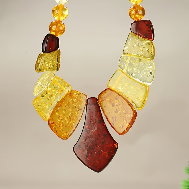 bohemian style vintage gradient amber tower necklace - run vyrbn , ideln drek pro maminku, vhodn pro mue a eny, lern a formln pleitosti, vrazn perky, exkluzivn mdn doplky 0