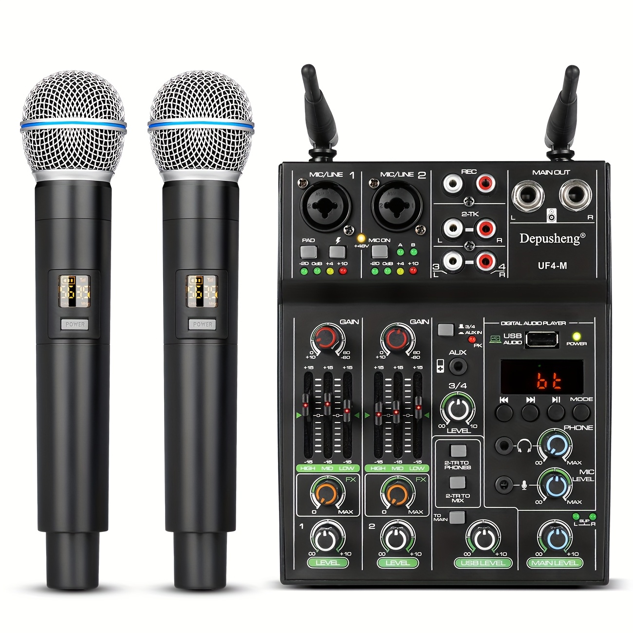 channel professional audio mixer dual wireless Temu Mauritius