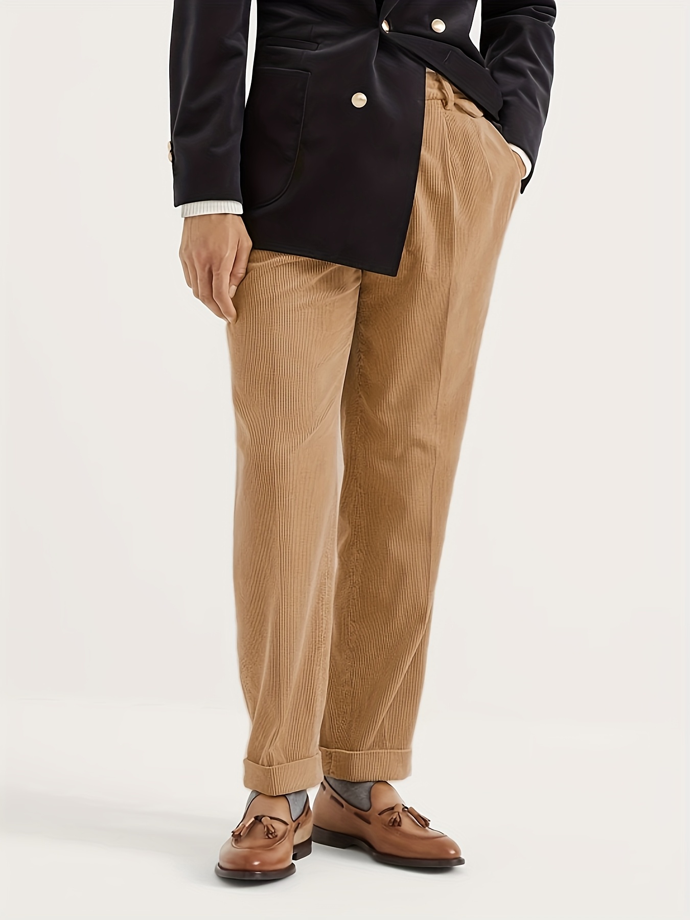 white christmas dresses Ash & Erie Grey Stretch Corduroy Pant for Short Men Grey / 33 / 26 main image 1