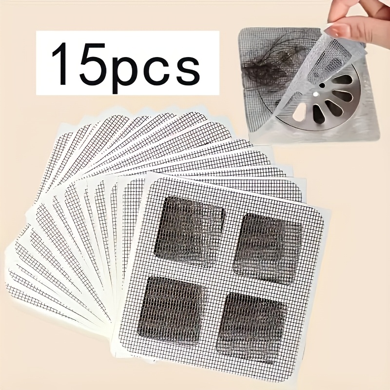 TEMU 15 piezas de filtro de pelo para baño, filtro de desagüe de inodoro, desagüe de piso autoadhesivo de cocina anti-obstrucción y a prueba de
