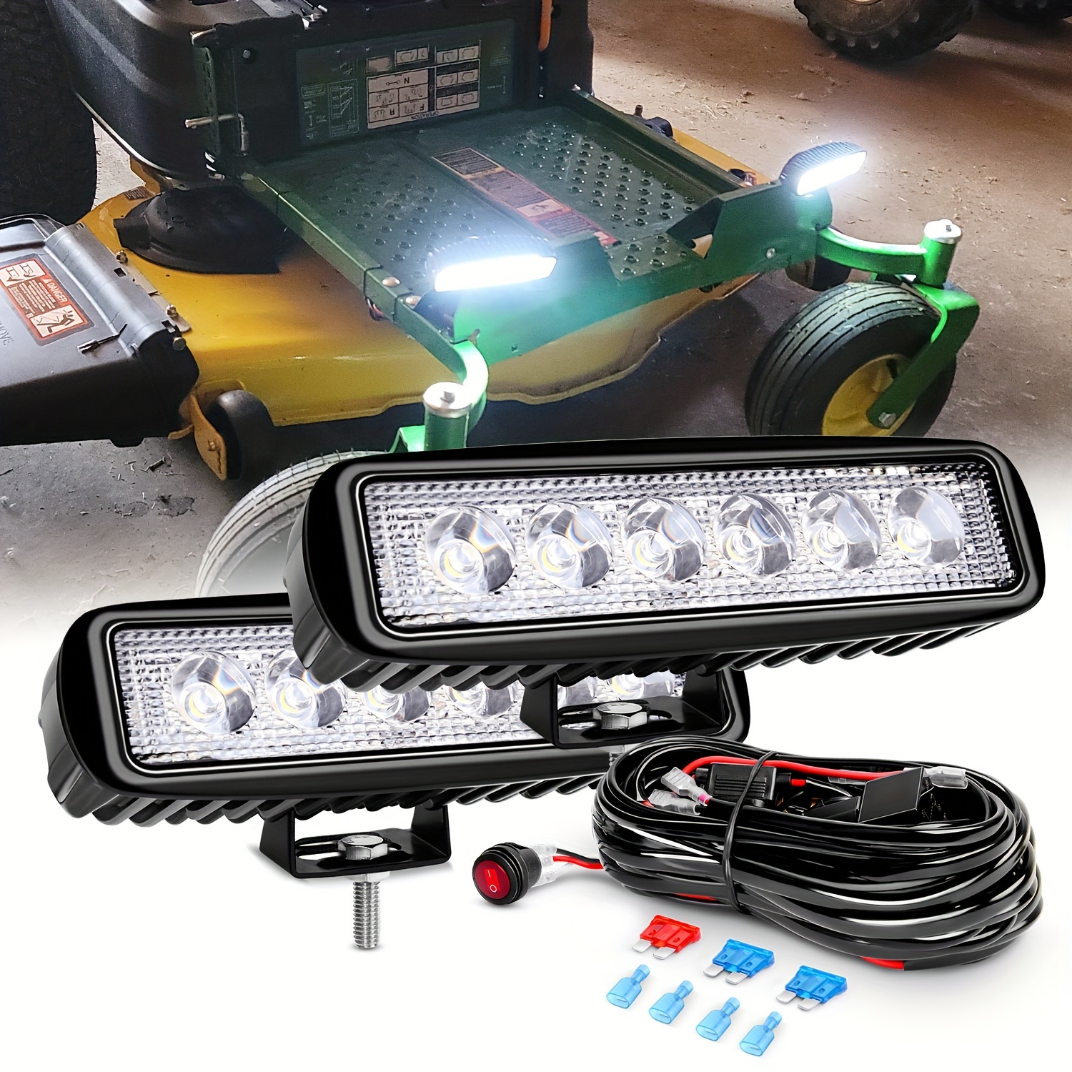 TEMU Nilight Th049 2pcs 18w S Led Led Led Driving With16awg Off Wiring Kit 2 For Atv Utv Suv