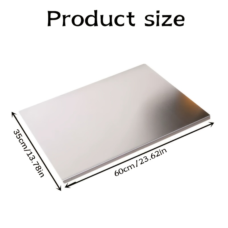 TEMU 1pc Stainless Steel Heavy-duty Cutting Board With A Raised Edge, Suitable For Baking, , Meat , And Vegetable Slicing, Featuring An Easy-to- That