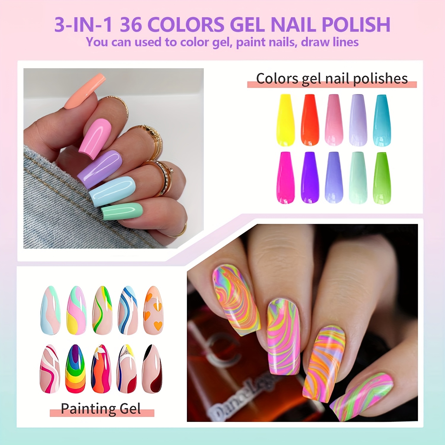 Skup od 36 gel lakova za nail art, savršen za dizajn noktiju kod kuće i u salonima, najbolji je poklon koji joj možete dati tijekom praznika i proslava.