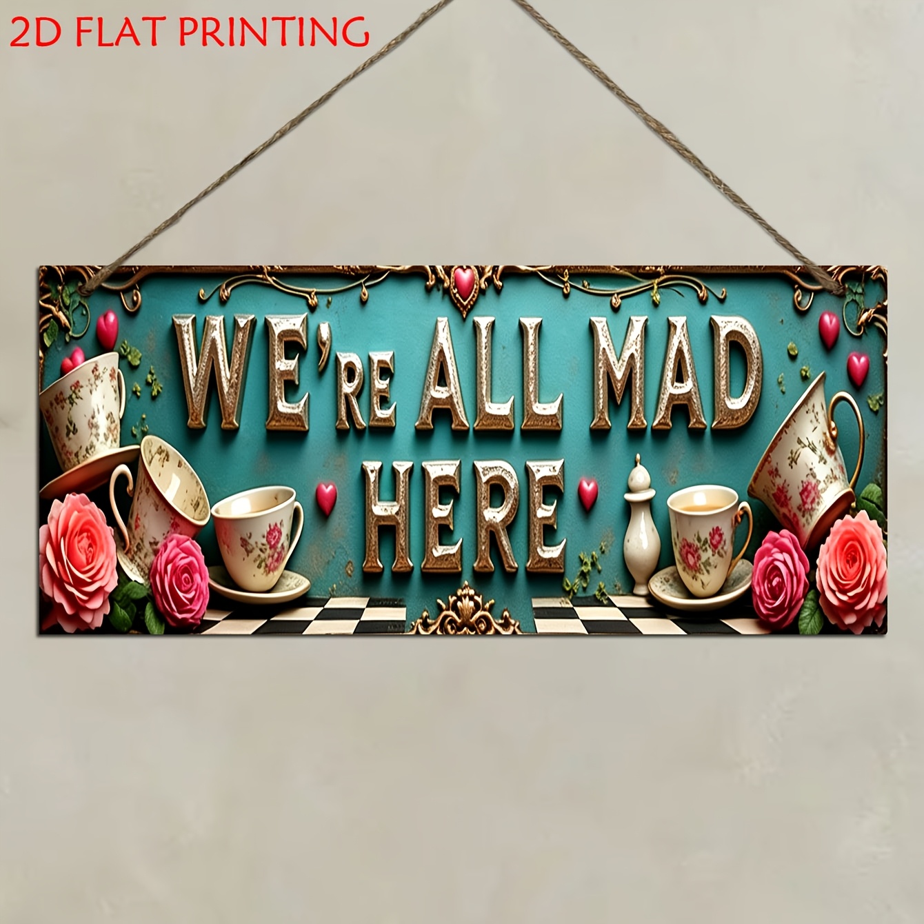 TEMU 2d Flat, 1pc " All Mad" Humorous Wooden Wall Sign - Artificial Plaque Suitable For Home, Farmhouse, Office Decor, Minimalist Modern Decoration