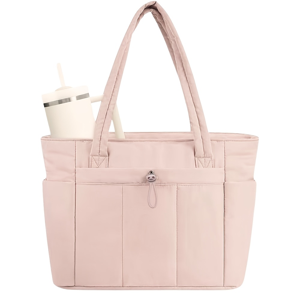 TEMU 1pc Women's Tote Bag, Fashionable Ladies Handbag | Laptop Bag | Quilted Travel Tote With Zipper. Large Capacity With Multiple Compartments,