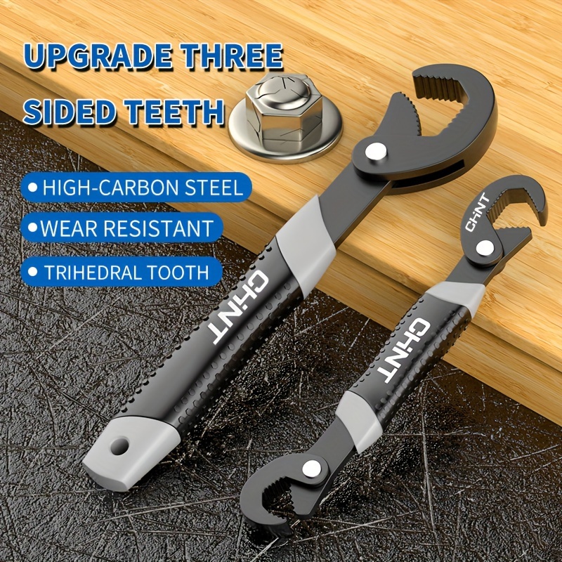 

1pc/2pcs Multifunctional Self-locking Large Opening Universal Wrench - Opening Than 60mm Spring Self- Metal And Plastic Construction - For Pipes And Fasteners, Easy Mechanical