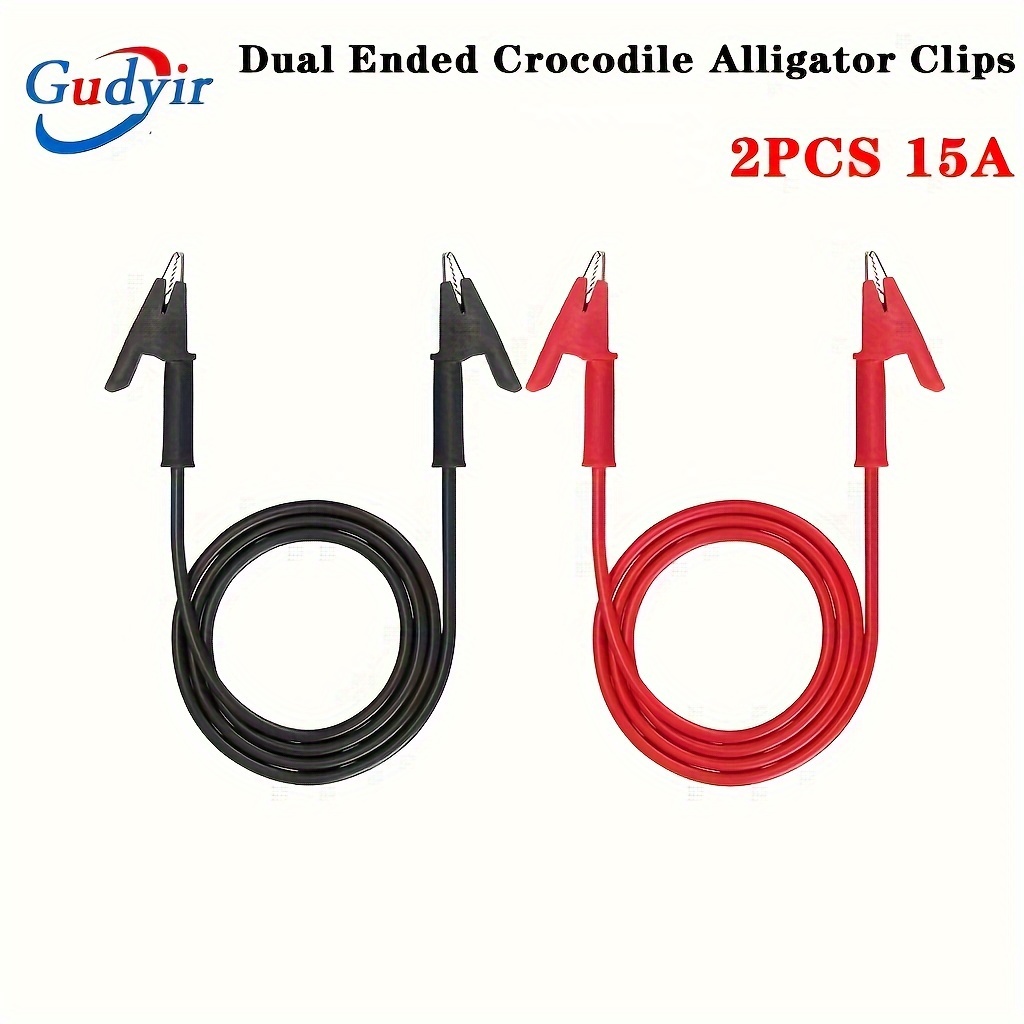 2pcs Dual Ended Crocodile Alligator Clips, 15A Test Lead Wire Cable With  Insulators Clips, 3.3 Ft/39.37inchTest Flexible Cable With Protective Jack  Co