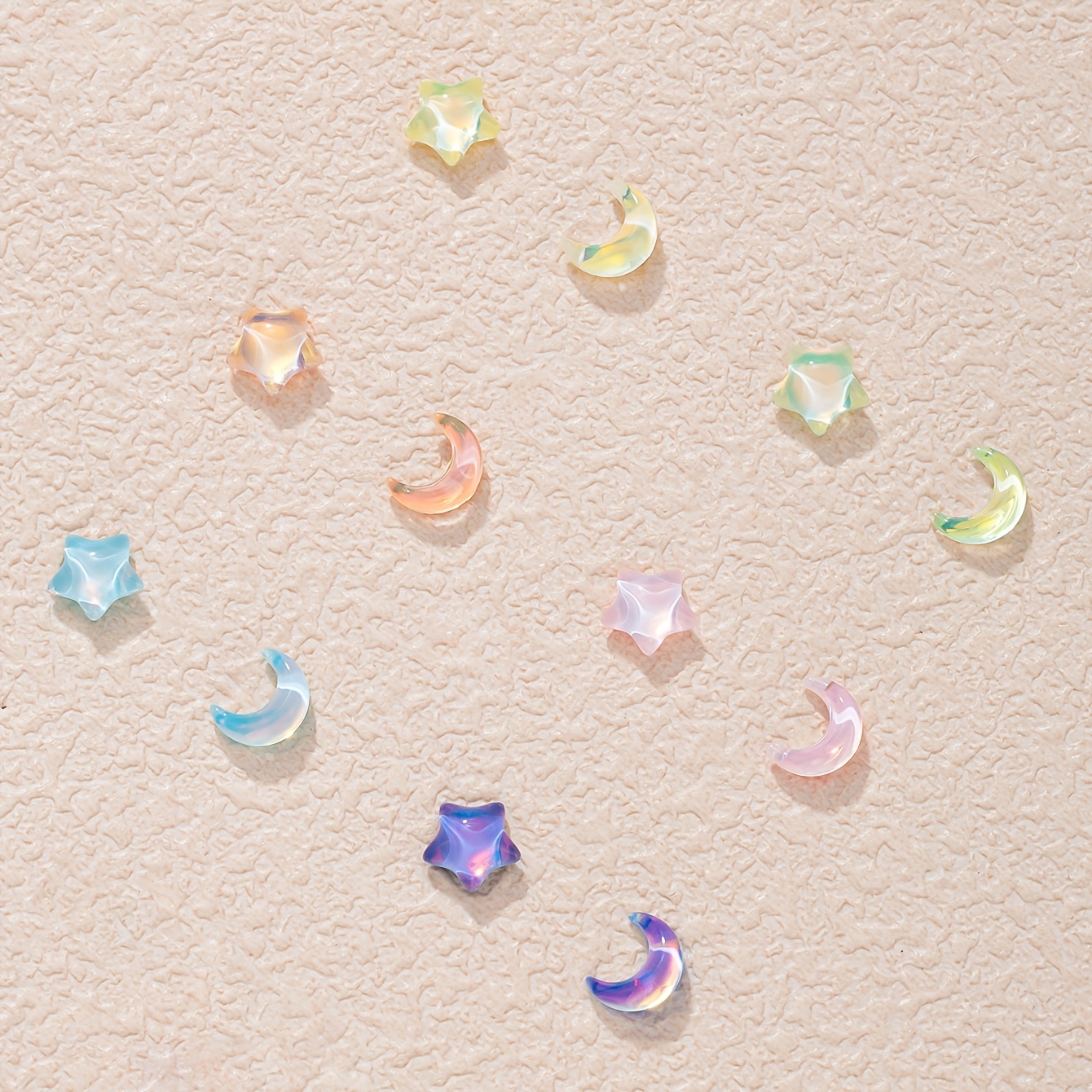 6 Pairs Star & Moon Earrings, Colorful Dangle Design