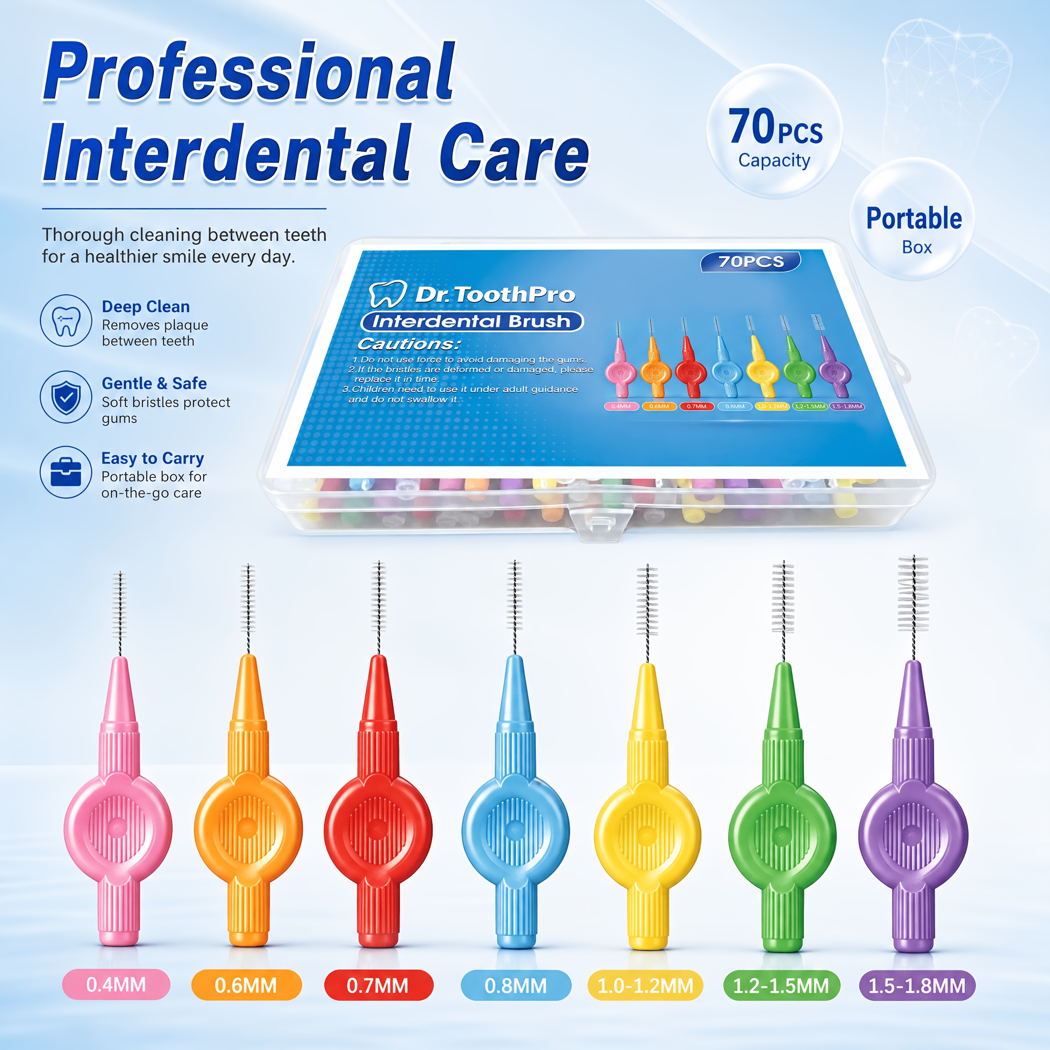 Image of 70pcs Water Drop Shaped Dental Flossers, Assorted Colors And Sizes, Portable Oral Brushes, Convenient Sealed Travel Box, Hygienic And Easy To Carry
