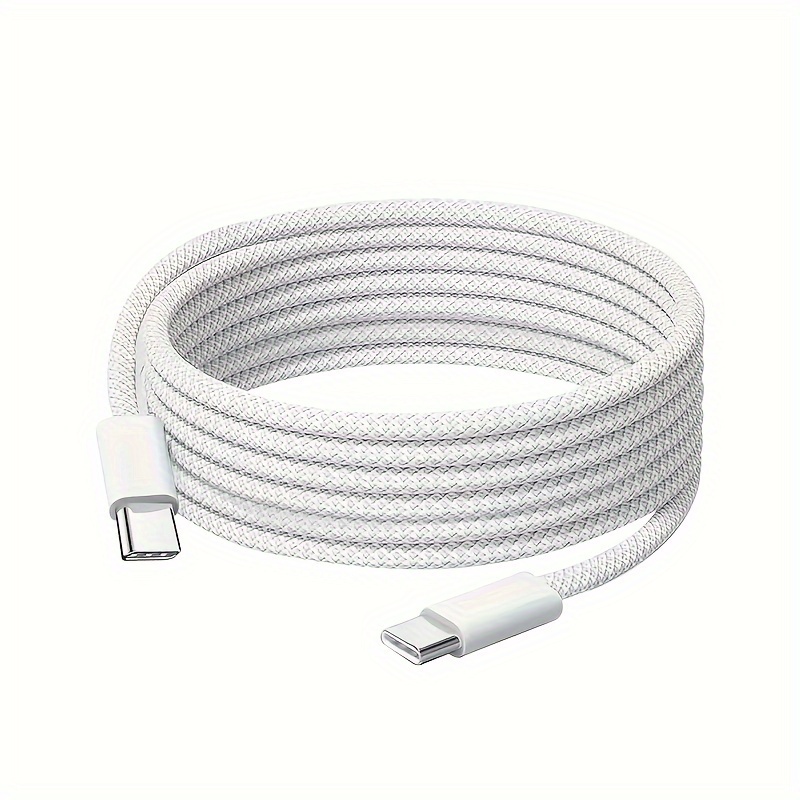 

1pc 6.6ft Charging Cable, Type-c To C Braided Cable, Suitable For 15, Compatible With 15 Plus/15 Pro/15 Pro Max/ Pro 12.9/11 Inch/ Air