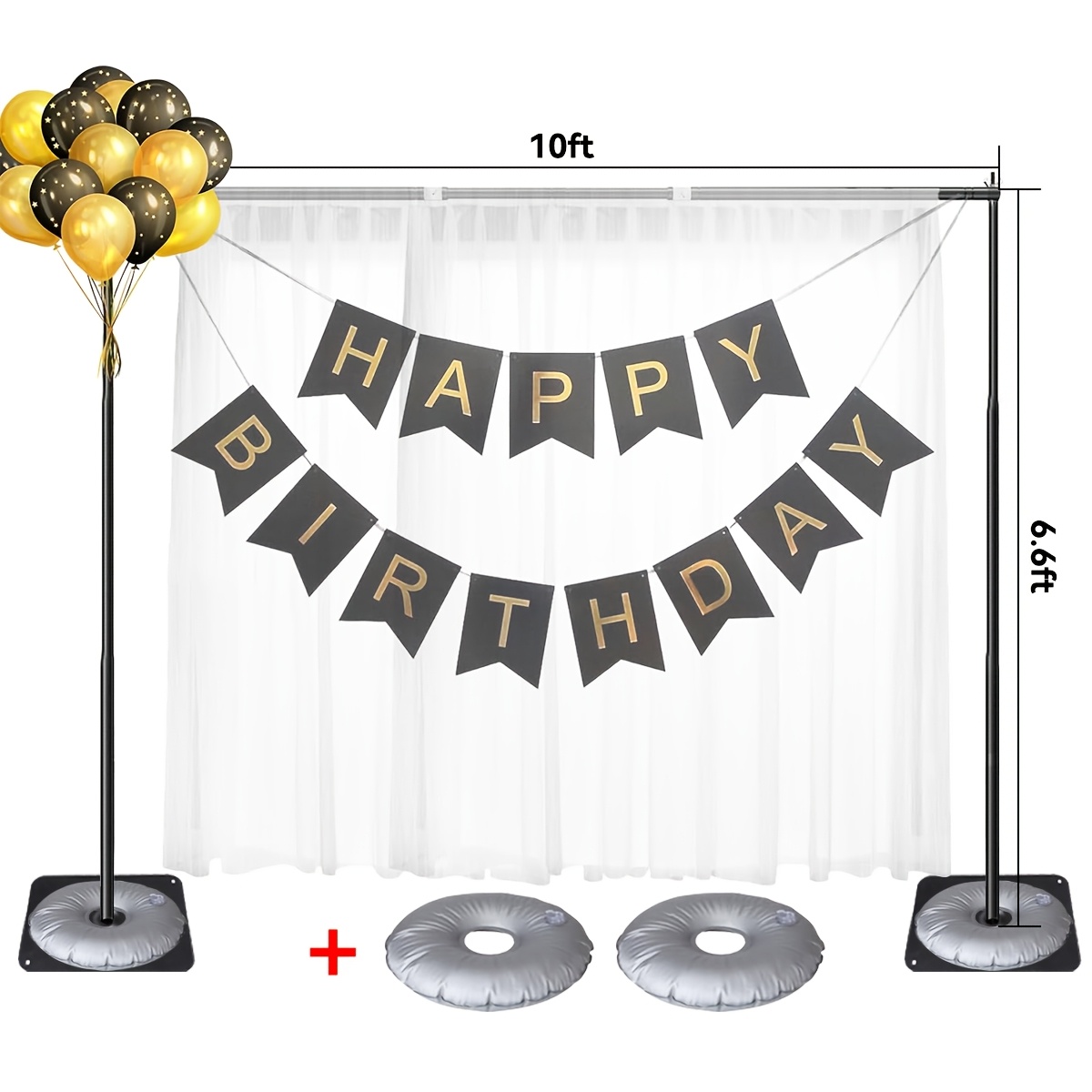 TEMU 10x6.6 Feet Aluminum Alloy Plate Background Stand And 2pcs Water Bags, Adjustable Photo Background Stand Kit, Photography, Banner Stand