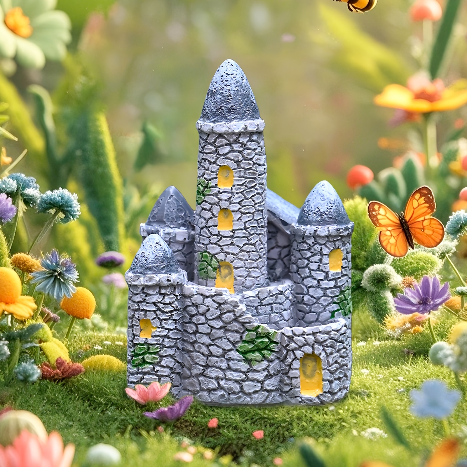 Image of 1pc, Mini Fairy Princess Castle/fort Statue Ornament, /lawn/garden Pot Micro Landscape Bonsai Statue, Additions, Psychological Sand Table Ornament, Home/office Desk/tea Table/balcony Decorative Piece