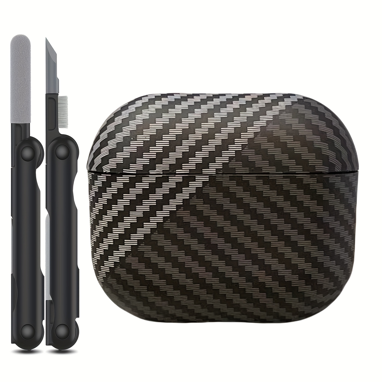Image of Carbon Fiber Case For Airpods 4/5 Case With Cleaning Kit Protective Cover For Airpods /pro/3/2/1 Case