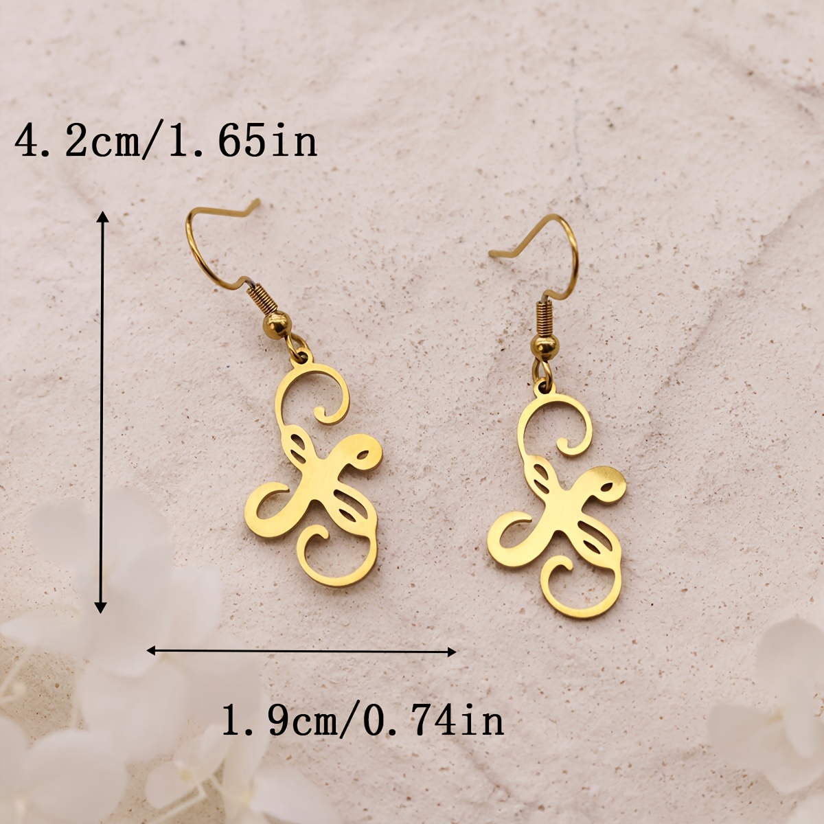 Women's Stainless Steel Abstract Vine Swirl Dangle Earrings, Boho Style