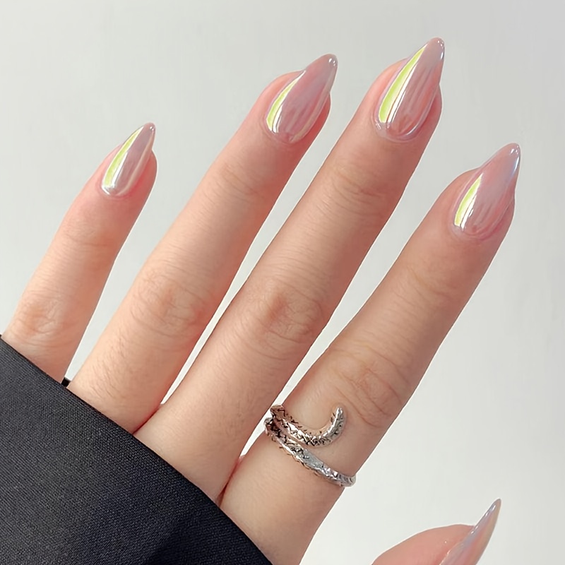 Upgrade Your Look: 24pcs Medium Almond-shaped Press-on Nails, High-end Glossy Finish, Versatile And Elegant, Instagram-, Extendable And Removable Fake Nails With Jelly Glue And 1 Nail File